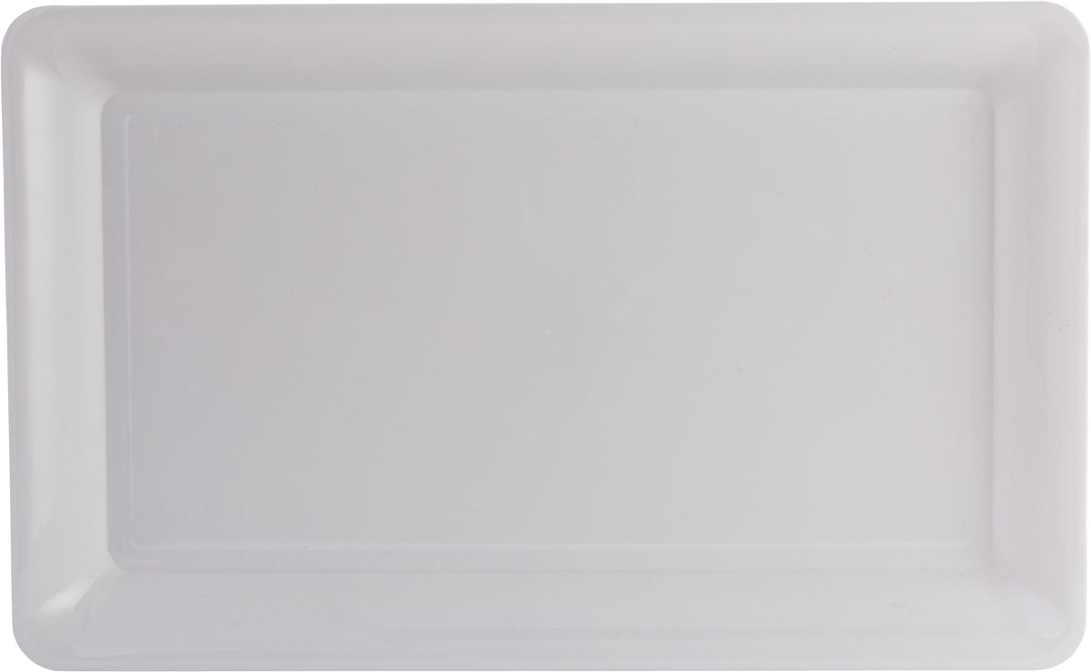 Rectangle Plastic Reusable Serving Platter, White, 18-in - Pack of 3