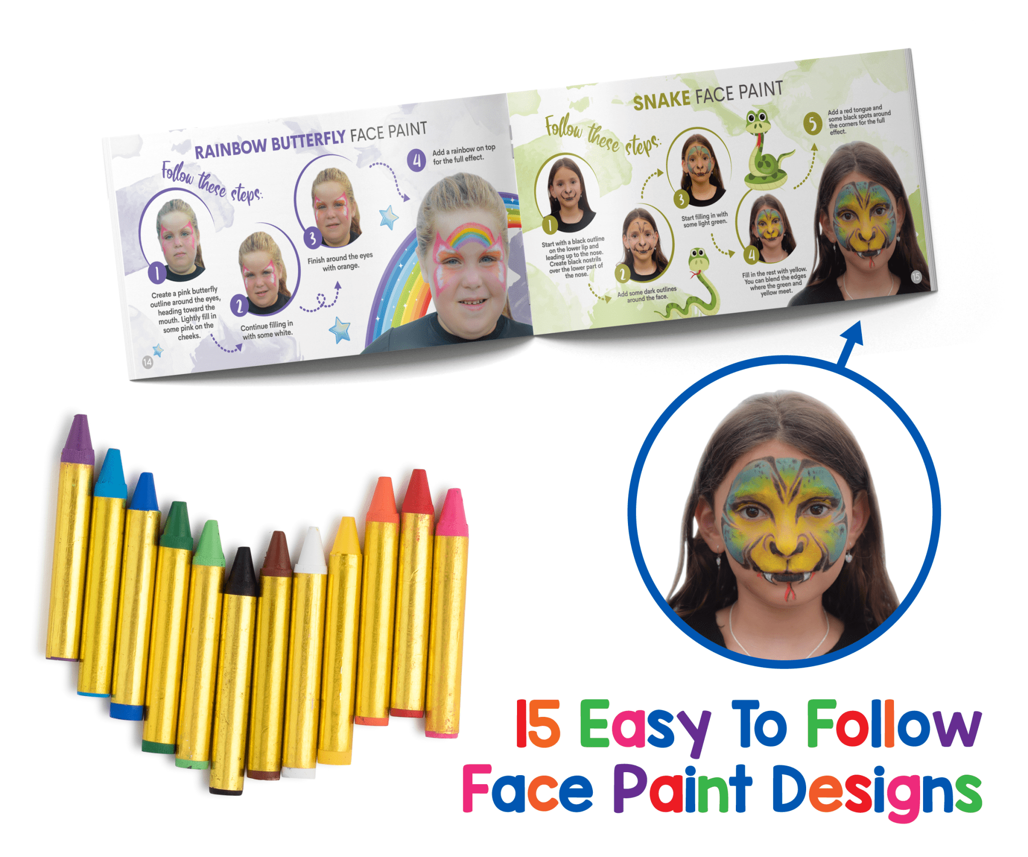 12 Face Paint Crayons Set