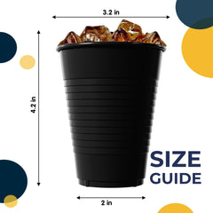 12 Oz. | Black Plastic Cups | 600 Count