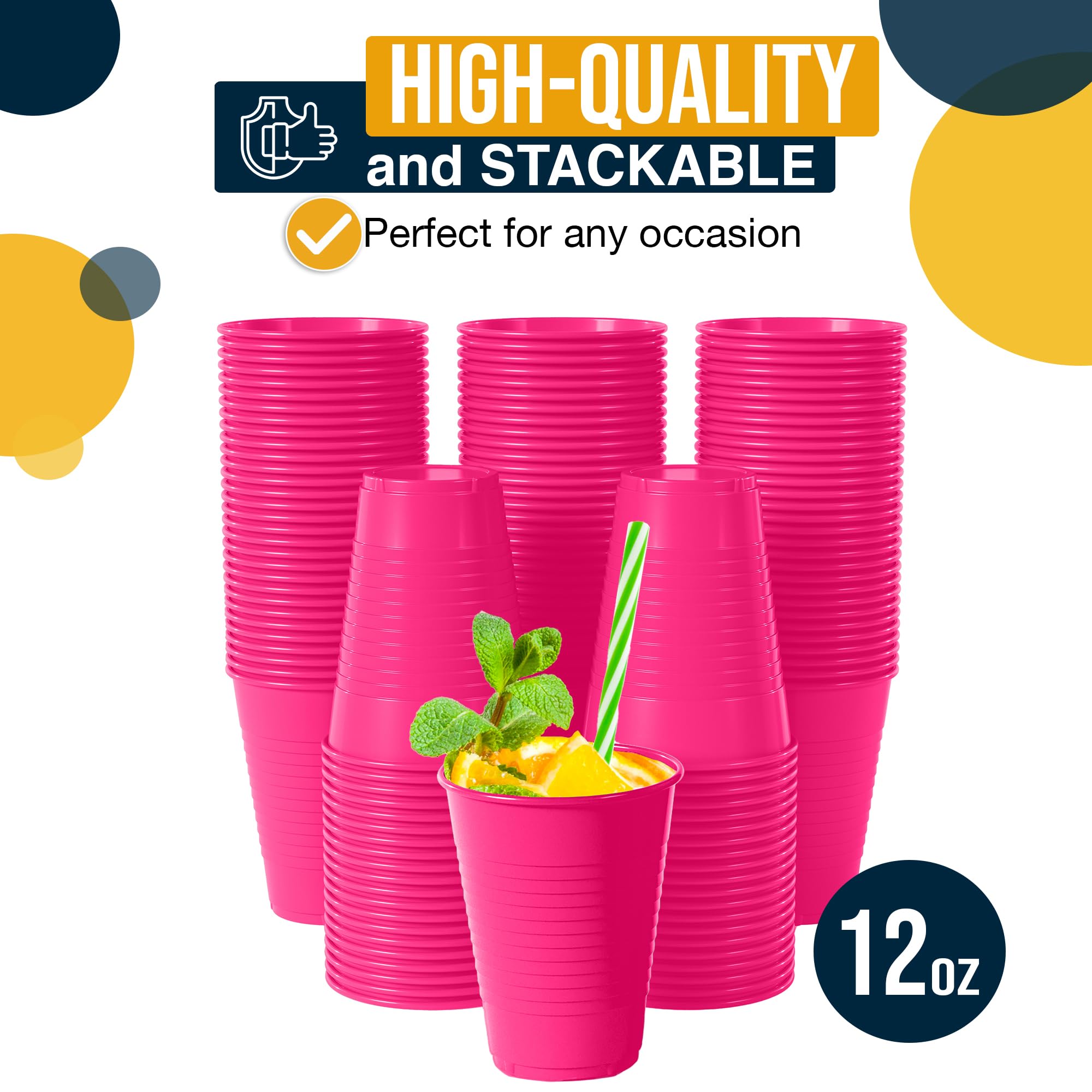 12 Oz. | Cerise Plastic Cups | 600 Count