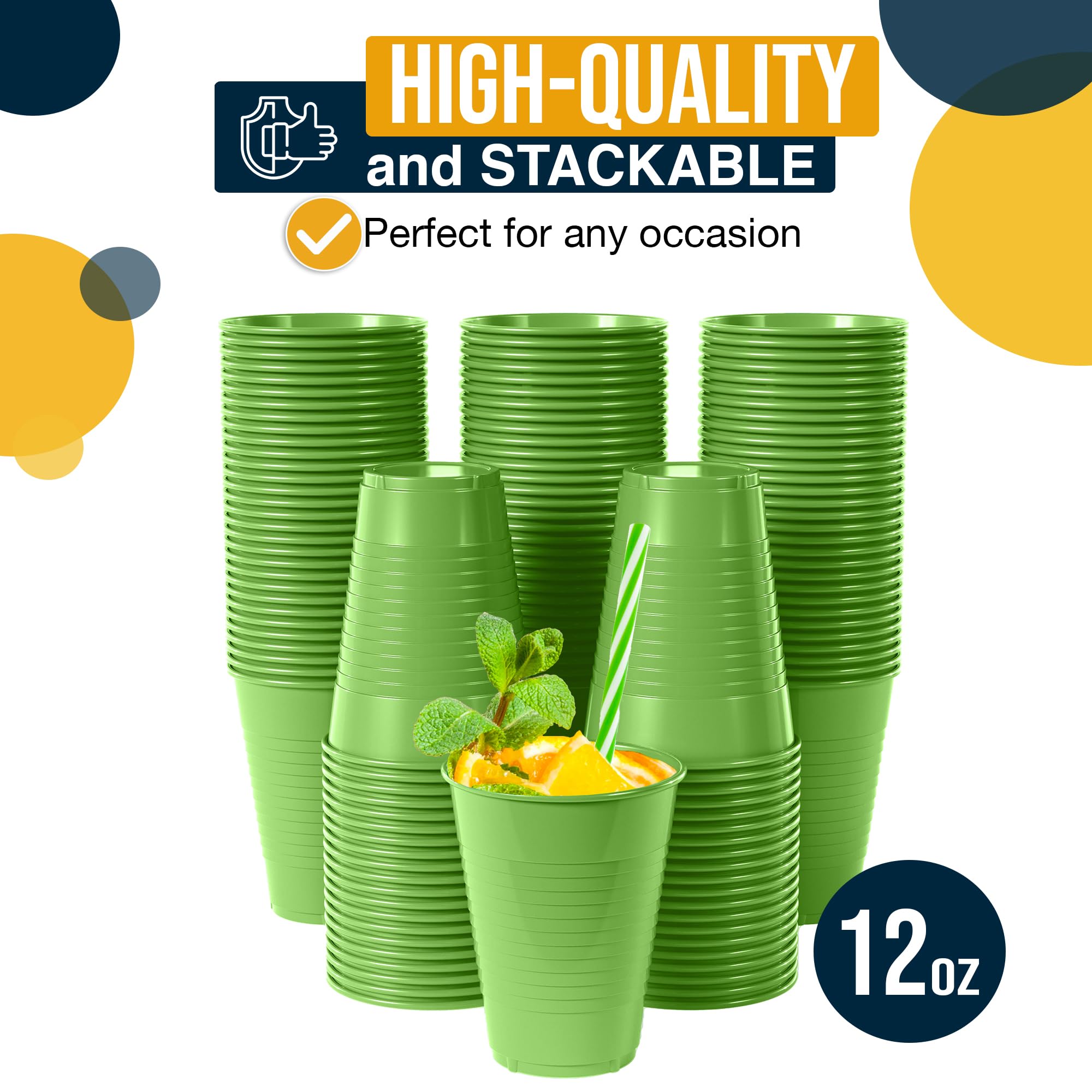 12 Oz. Lime Green Plastic Cups | 100 Count