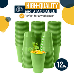 12 Oz. | Lime Green Plastic Cups | 600 Count