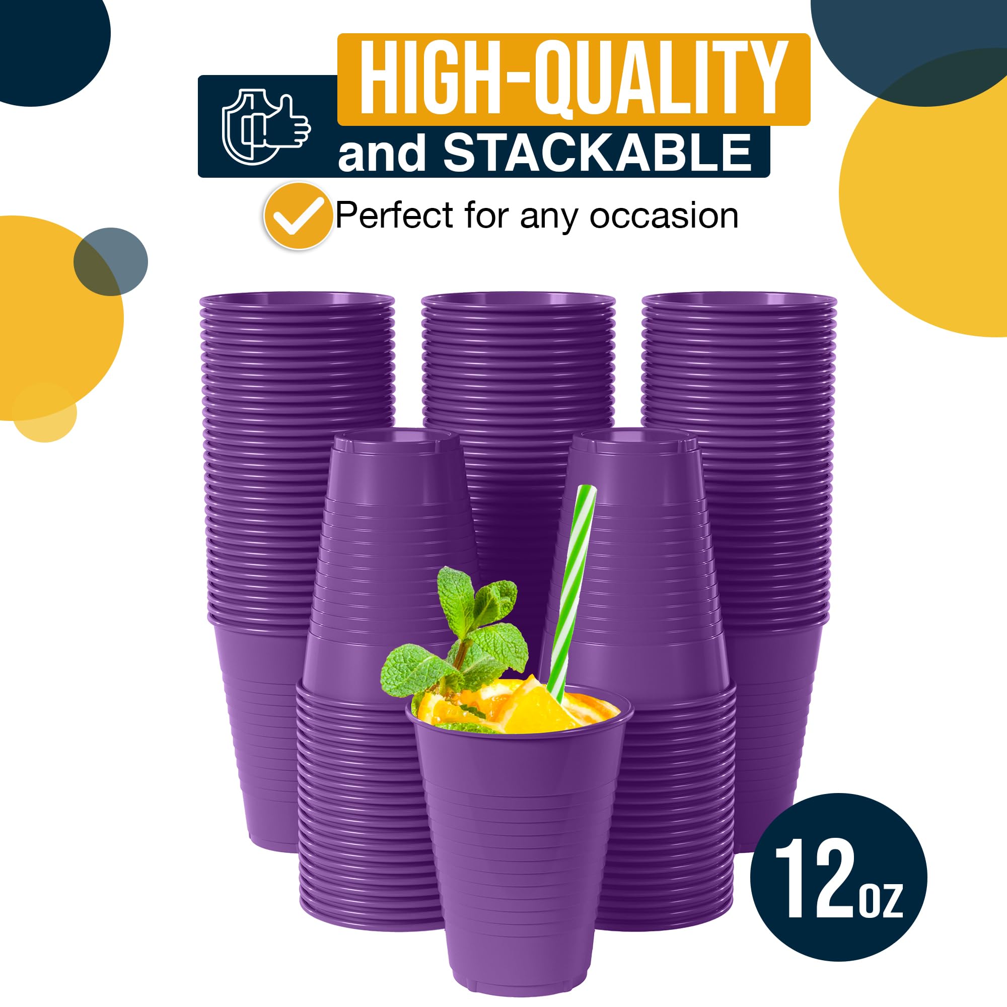 12 Oz. | Purple Plastic Cups | 600 Count