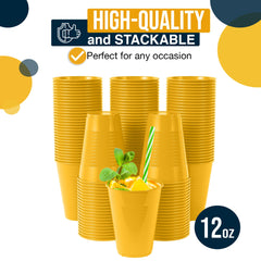 12 Oz. | Yellow Plastic Cups | 600 Count