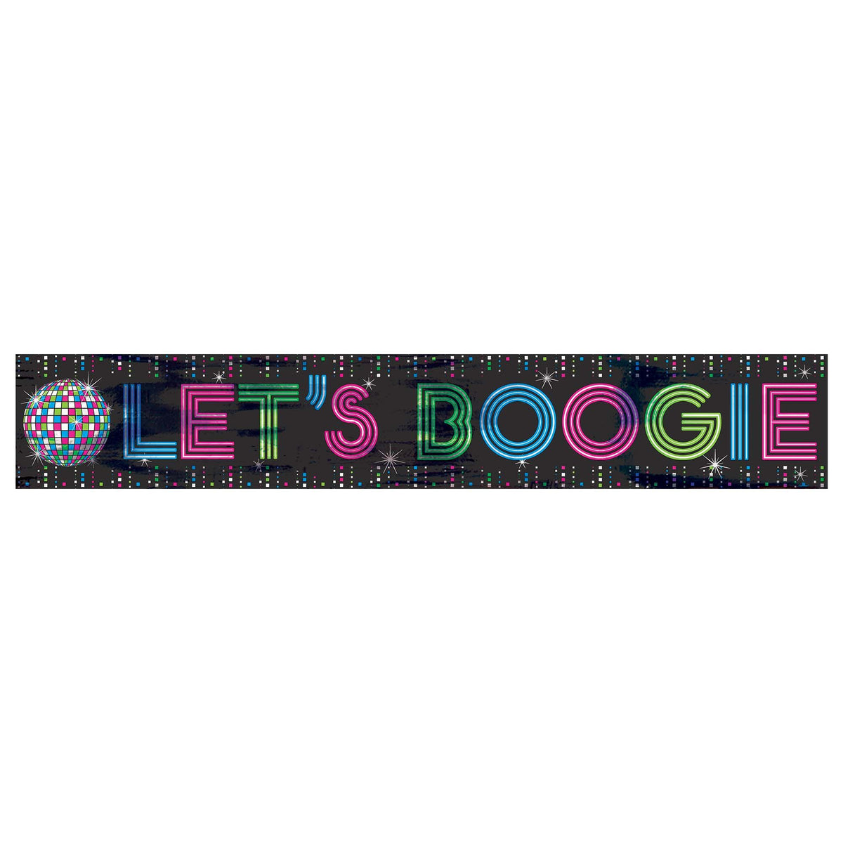 "Let's Boogie" Banner, Black, 25-foot - Pack of 12