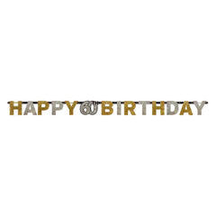 Sparkling Celebration 60th Birthday Banner, Black/Gold/Silver Polka Dot, 7-inch - Pack of 3