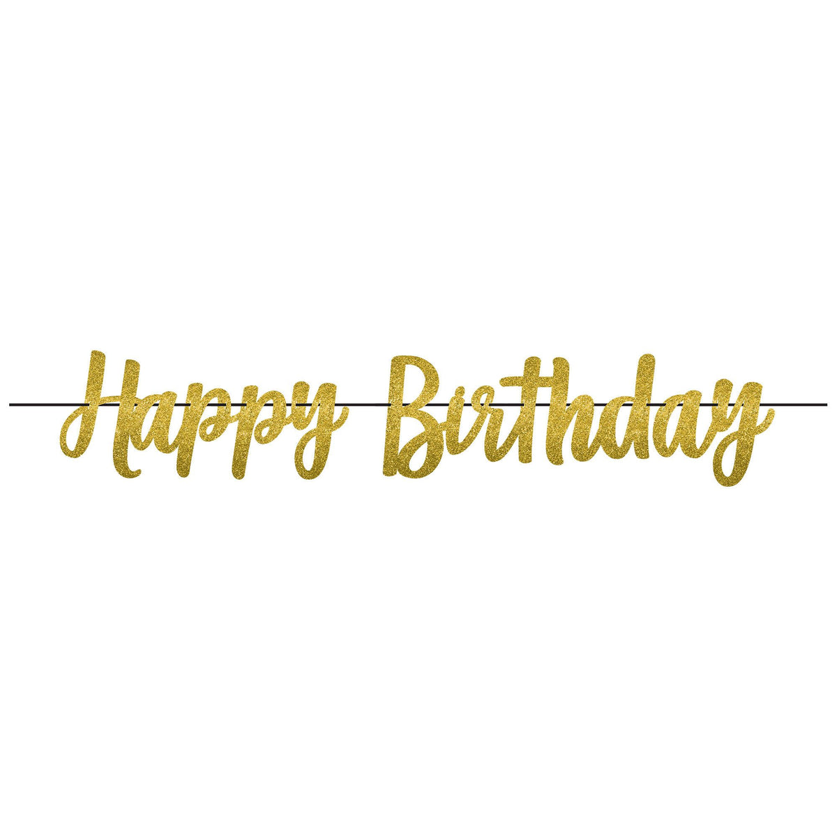 Golden Glitter Happy Birthday Banner - Case of 48