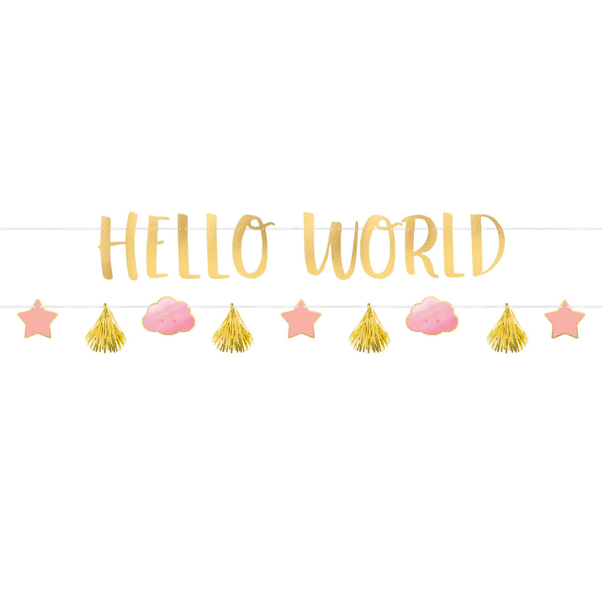 Metallic Hello World Baby Banner Kit - Case of 48