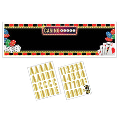Roll the Dice Casino Banner, Black/Gold, 65-inch Customizable Garland - Case of 48