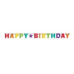 Happy Birthday Prismatic Garland Banner, Multi-Colored, 7.75-foot - Case of 48