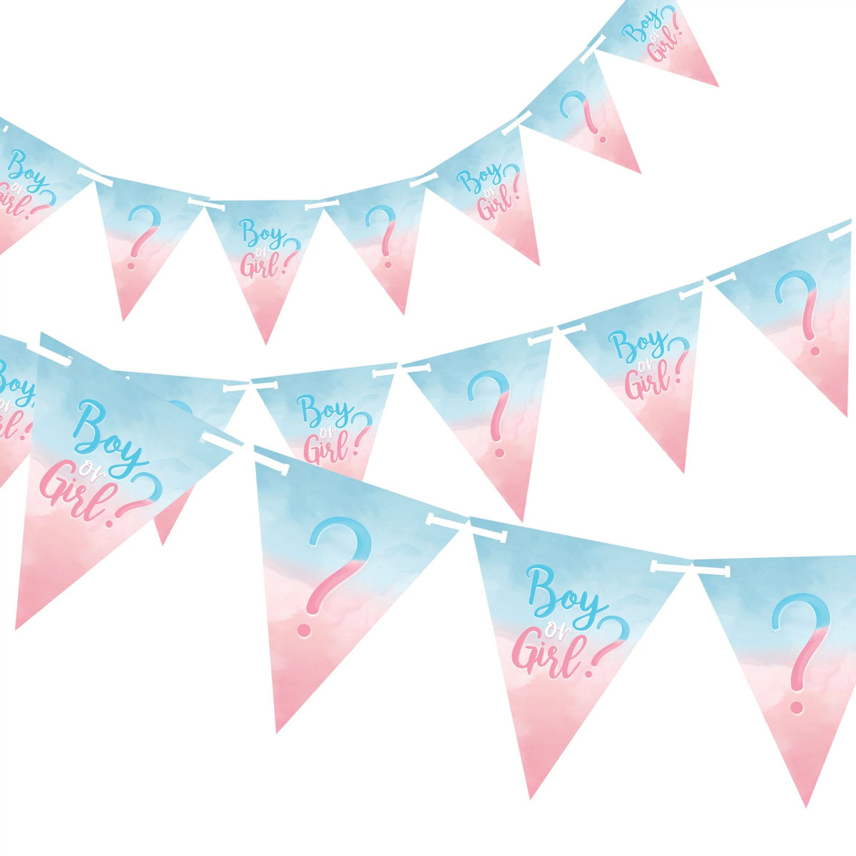 Boy or Girl? Pennant Banner, Pink/Blue, 15-foot, 24-ct, Gender Reveal - Pack of 3