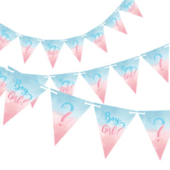 Boy or Girl? Pennant Banner, Pink/Blue, 15-foot, 24-ct, Gender Reveal - Pack of 3
