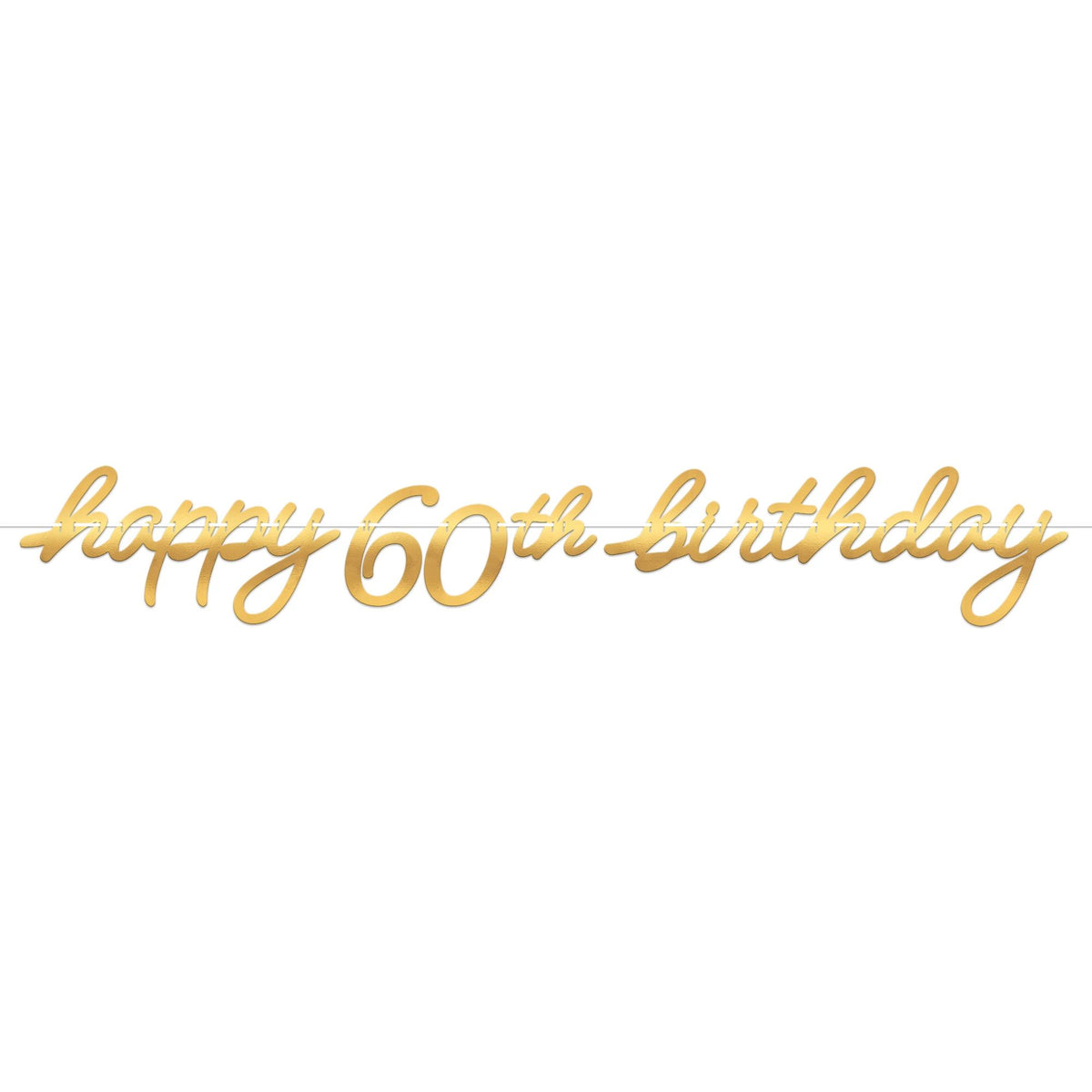 Golden Age Happy 60th Birthday Banner, Gold, 12-foot - Pack of 6