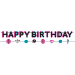 Internet Famous Happy Birthday Banner, Blue/Pink/Black, 10.5-ft, 2-ct - Case of 48