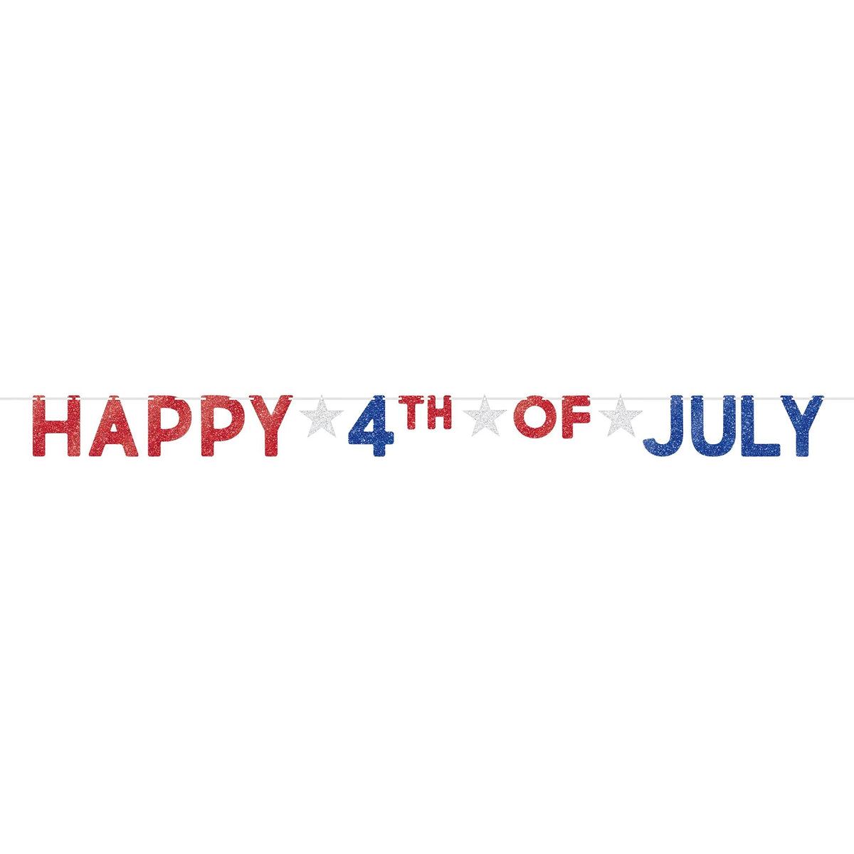 Glitter Happy 4th of July Banner - Case of 48