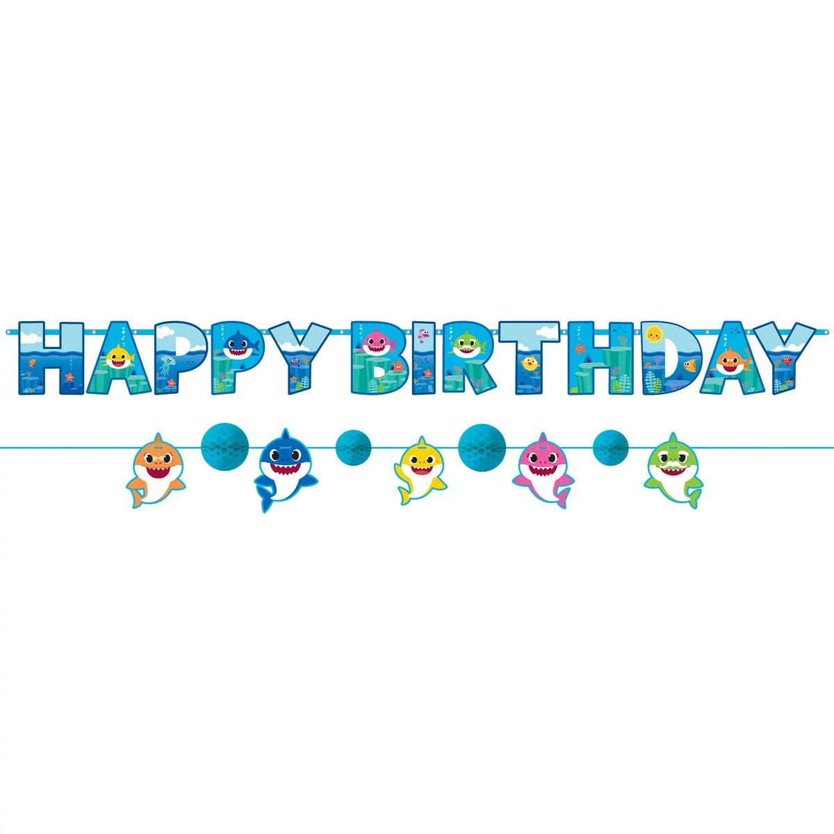 Baby Shark Happy Birthday Banner, Blue, 10.5-foot, 2-ct - Case of 48