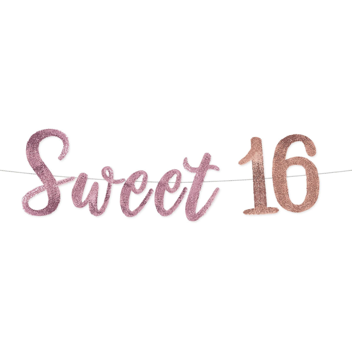 Sweet 16 Hanging Garland Banner, Rose Gold, 1.32-ft - Case of 30