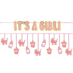 It's a Girl Garland Banner Decoration, Pink, 1-ft, 2-ct - Pack of 6