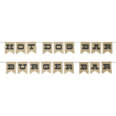 Summer BBQ Burger/Hot Dog Bar Reversible Burlap Banner, 9-ft - Case of 32