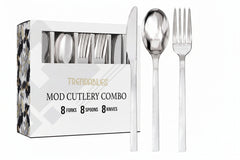 24 Piece Trendables Mod Silver Cutlery Combo 8/8/8 | Case of 24