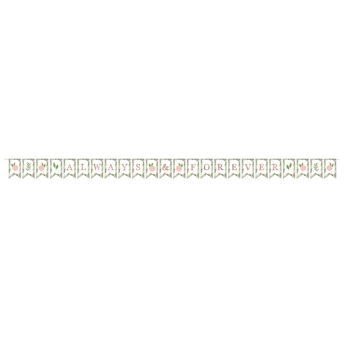 Always & Forever Pennant Garland, Blue/Pink, 15-foot, Floral Greenery - Case of 72
