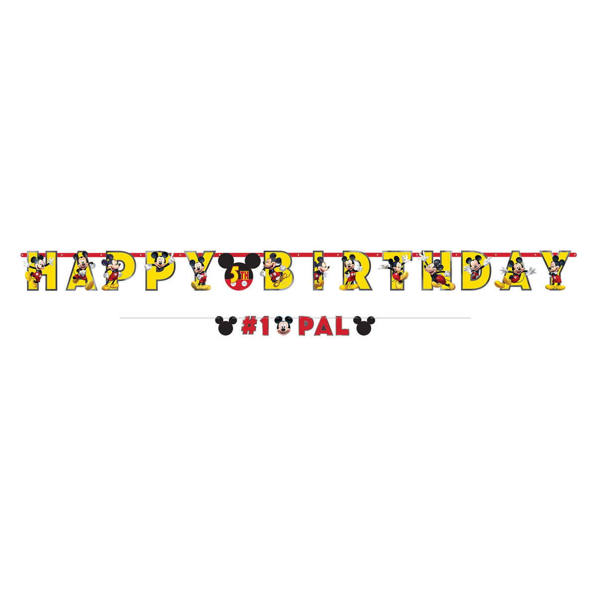 Disney Mickey Mouse Birthday Banner Kit, Yellow/Red, 10-foot, 2-pk - Pack of 6
