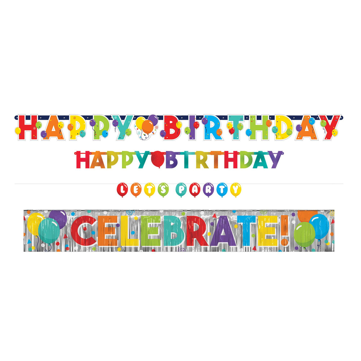 Vibrant Birthday Celebration Banner Set - Case of 36