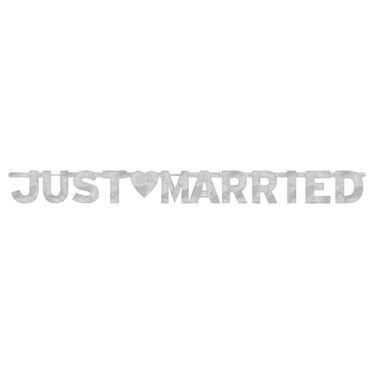 Just Married Hanging Garland Banner Decoration, Silver, 5.5-ft, for Wedding - Pack of 12