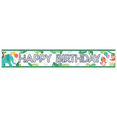 Jungle Theme Happy Birthday Banner - Pack of 12