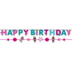 L.O.L Surprise! Happy Birthday Banner, Pink/Blue, 10.5-ft, 2-ct - Pack of 6