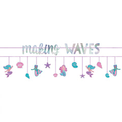 Shimmering Mermaids Banner Garland, Purple/Silver, 10.5-ft, 2-ct - Case of 48