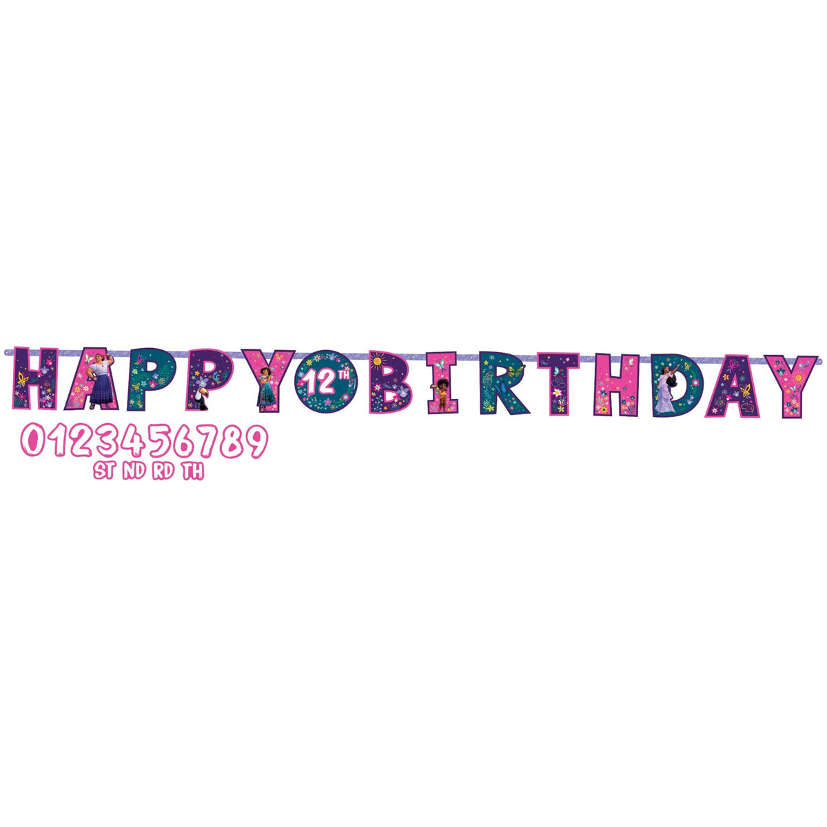Disney Encanto Customizable Birthday Banner, Purple/Pink, 10.5-foot - Pack of 6