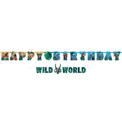Jurassic World Happy Birthday Garland Banner, Green/Blue, 10.5-ft, 2-ct - Pack of 6