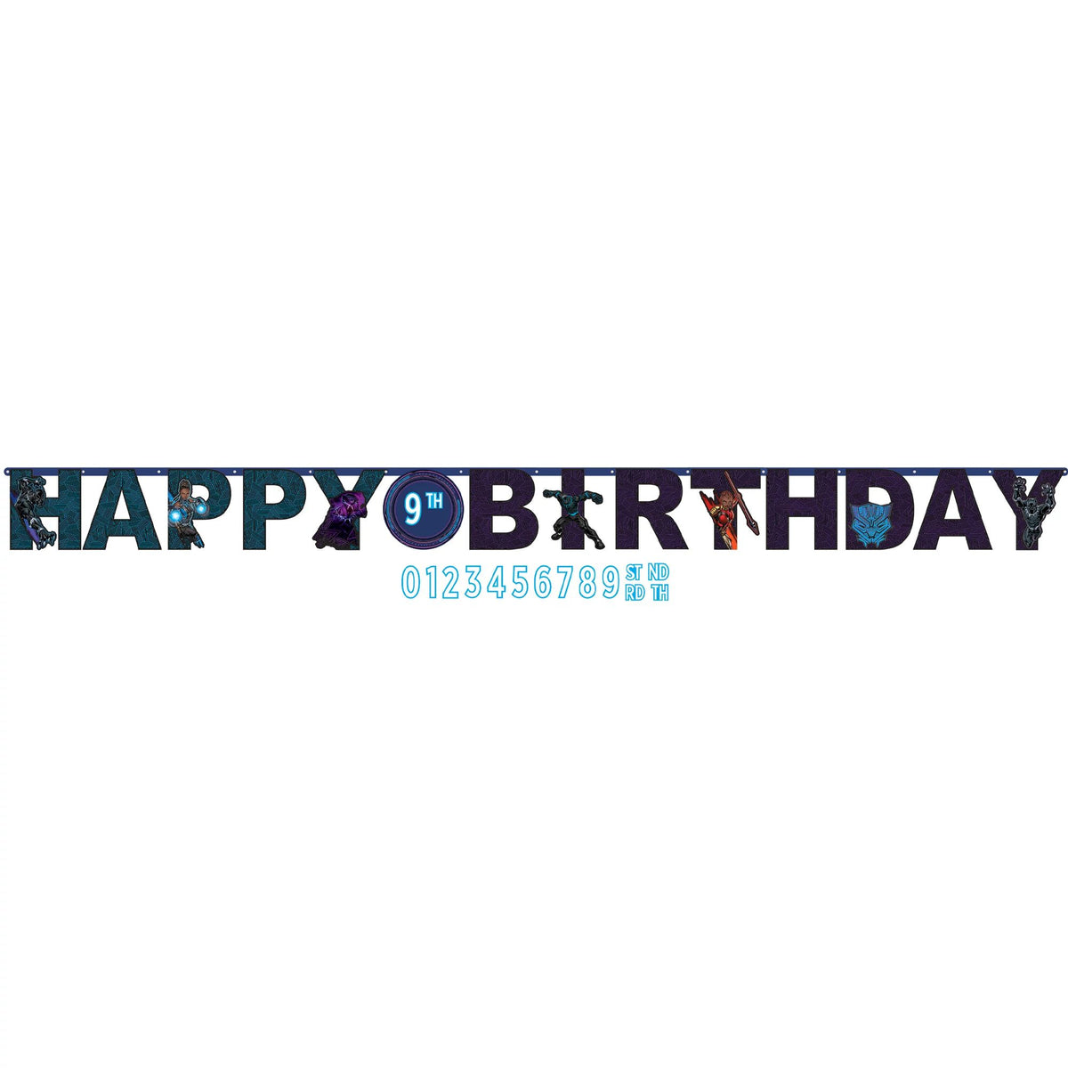 Disney Marvel Black Panther Customizable Birthday Banner, Black, 10.5-ft - Case of 48