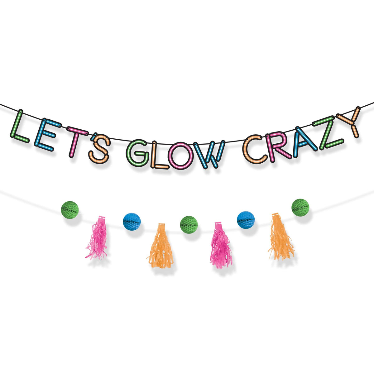 Let's Glow Crazy Birthday Banner Set - Case of 48