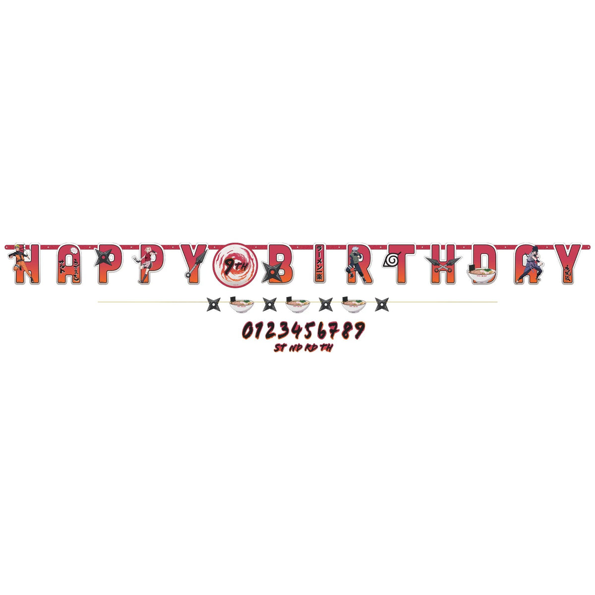 Naruto Jumbo Cardstock Birthday Letter Banner - Case of 48