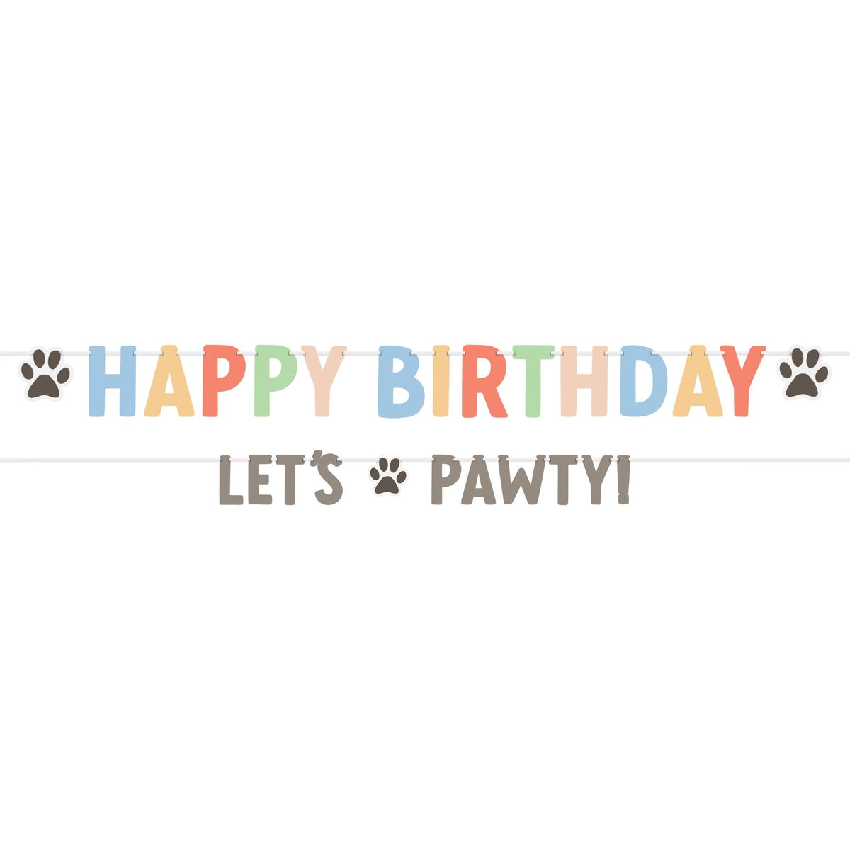 Colorful Happy Birthday Pawty Letter Banner - Case of 48