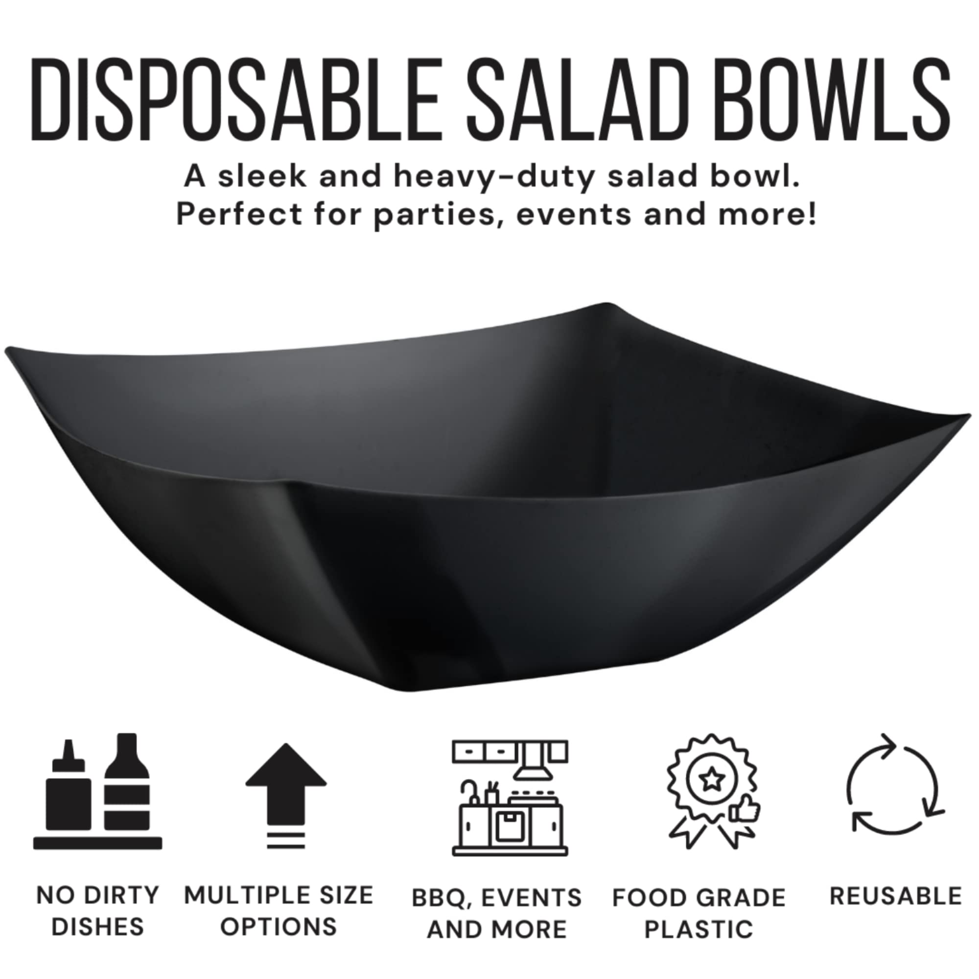 128 Oz. Black Convex Bowls | 4 Count