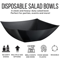 128 Oz. Black Convex Bowls | 4 Count