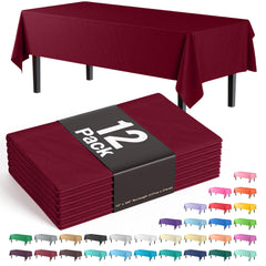 Premium Burgundy Plastic Table Covers | 12 Count