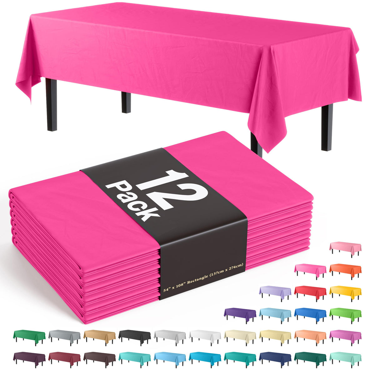 Premium Cerise Table Cover | 12 Pack