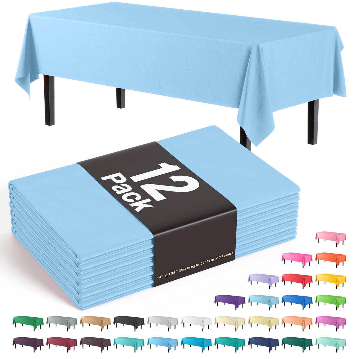 Premium Light Blue Table Cover | 12 Pack