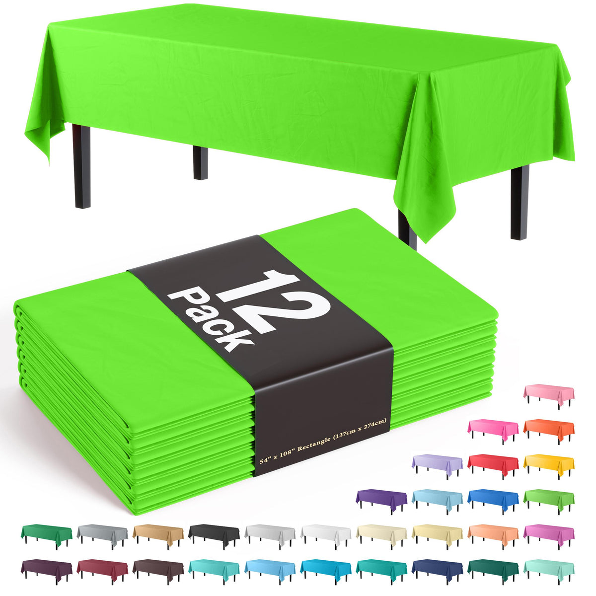 Premium Lime Green Table Cover | 12 Pack