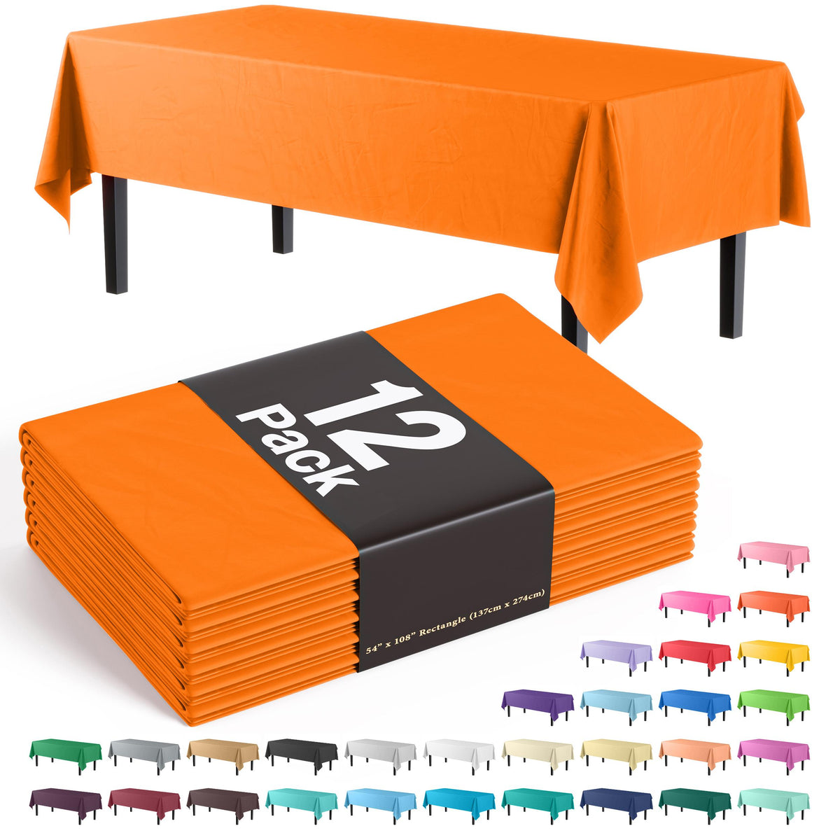 Premium Orange Table Cover | 12 Pack