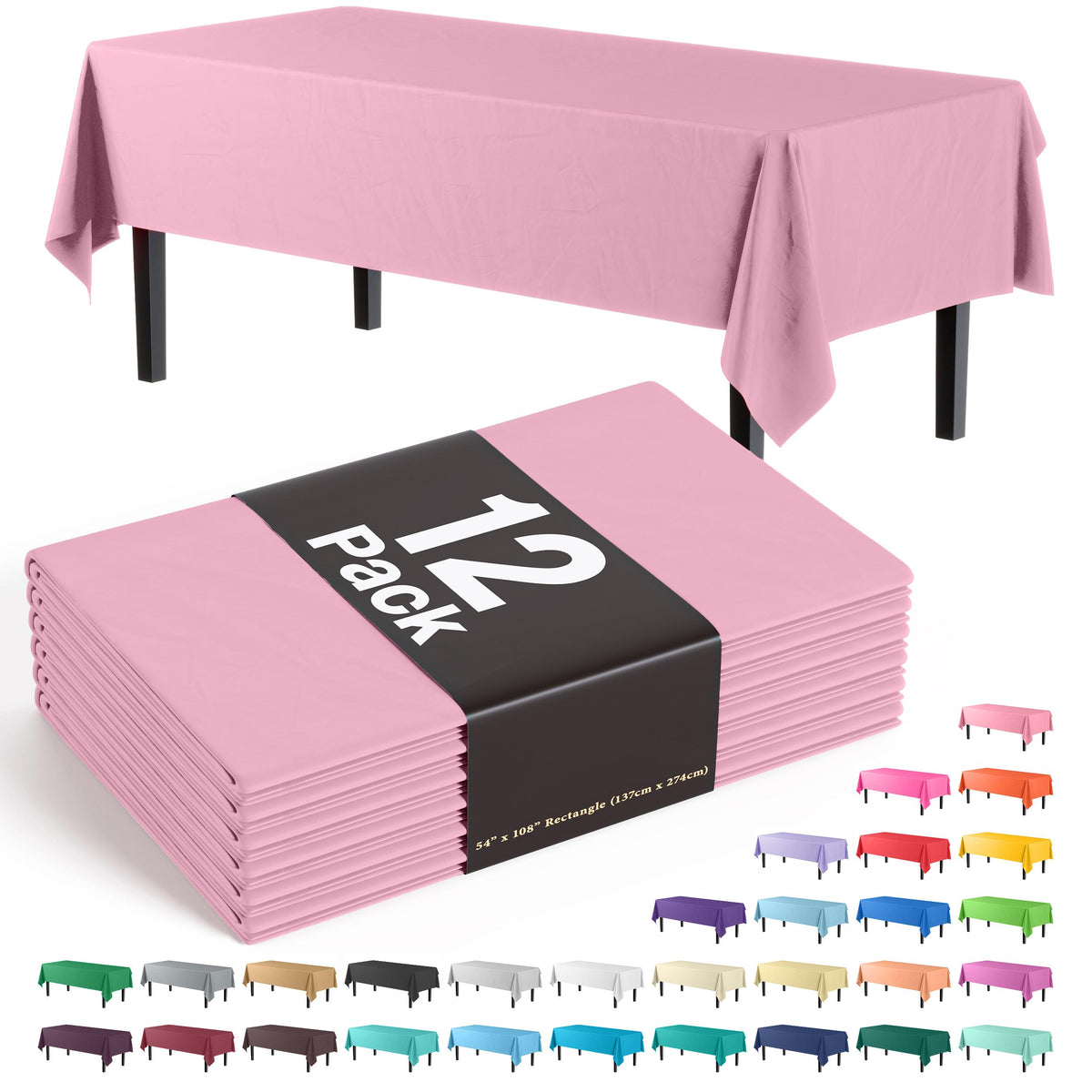 Premium Pink Table Cover | 12 Pack