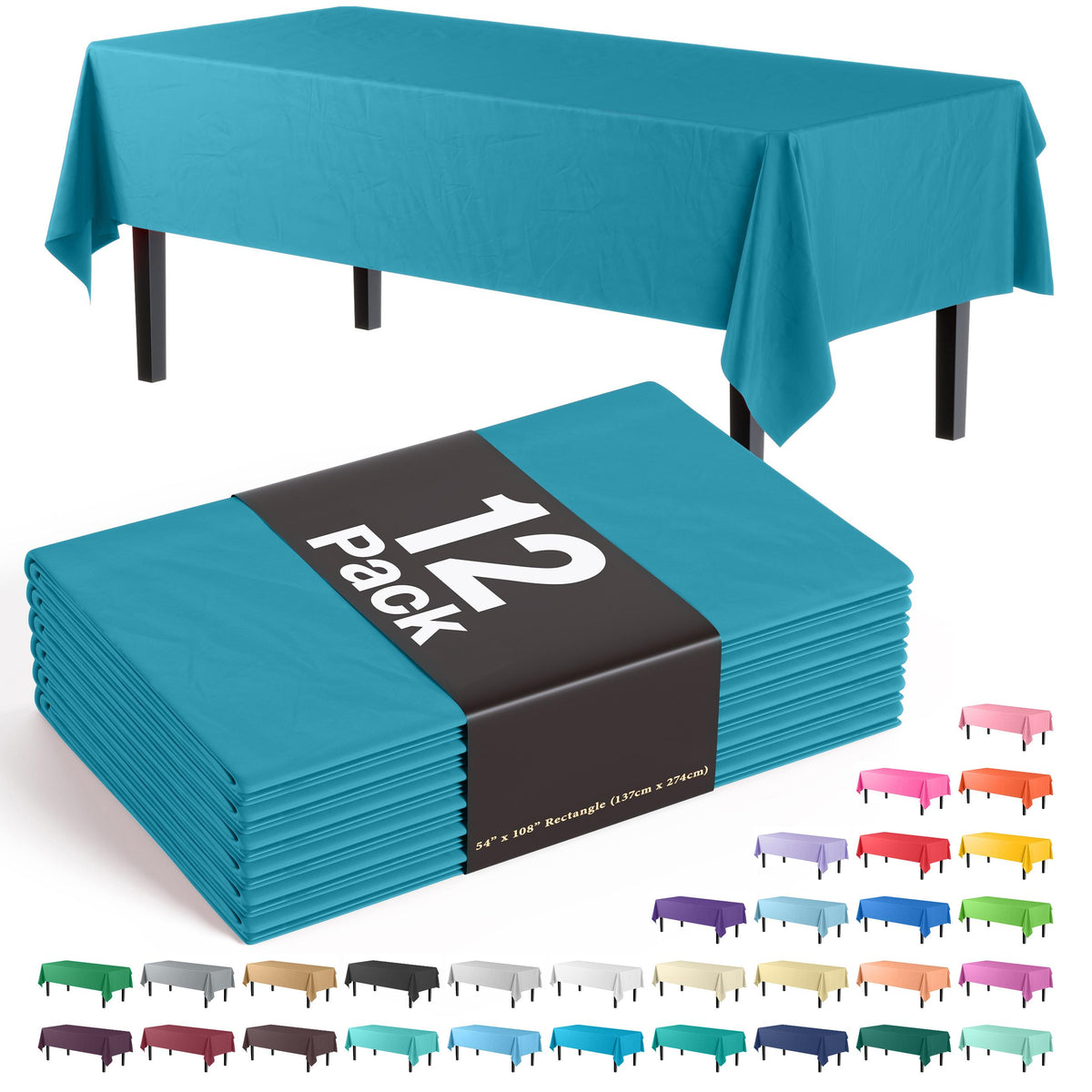 Premium Turquoise Table Cover | 12 Pack