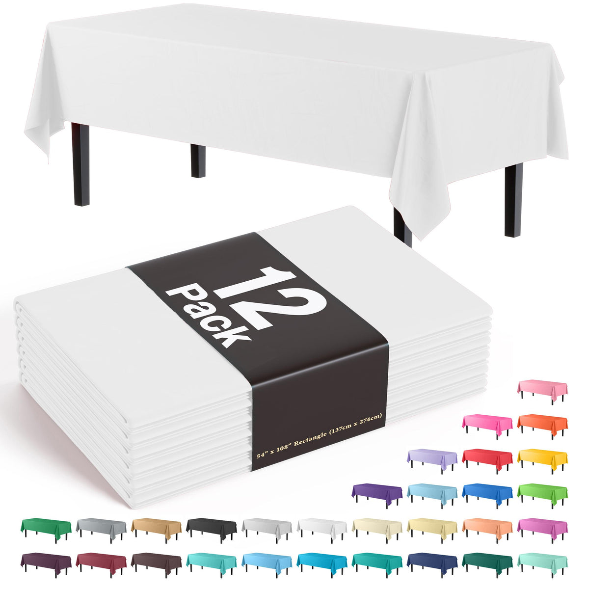 White Plastic Table Cover | 12 Pack