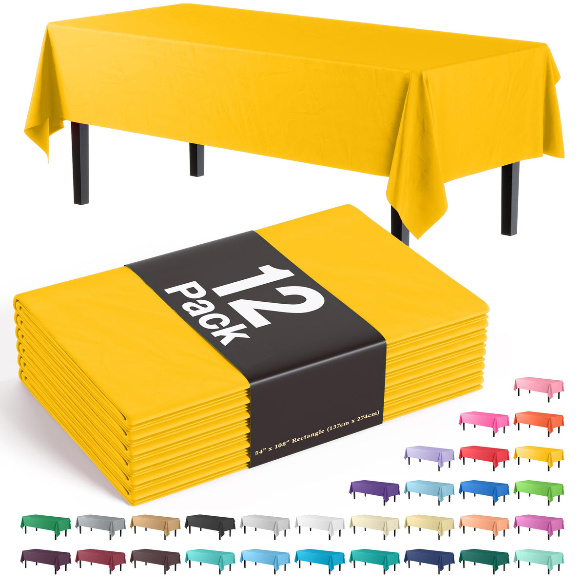 Premium Yellow Table Cover | 12 Pack