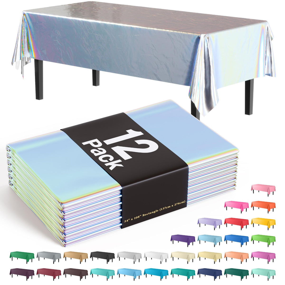 Iridescent Table Covers | 12 Count