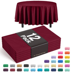 Premium Round Burgundy Table Cover | 12 Pack